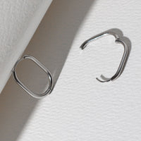 Thin Oval Hoops - Silver